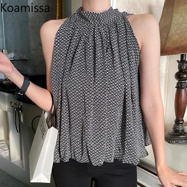 tanks koamissa summer women retro shirt chiffon stand collar blouse front back wearing straps open back design loose sleeveless blusa, Black;white
tanks koamissa summer women retro shirt chiffon stand collar blouse front back wearing straps open back design loose sleeveless blusa, Black;white