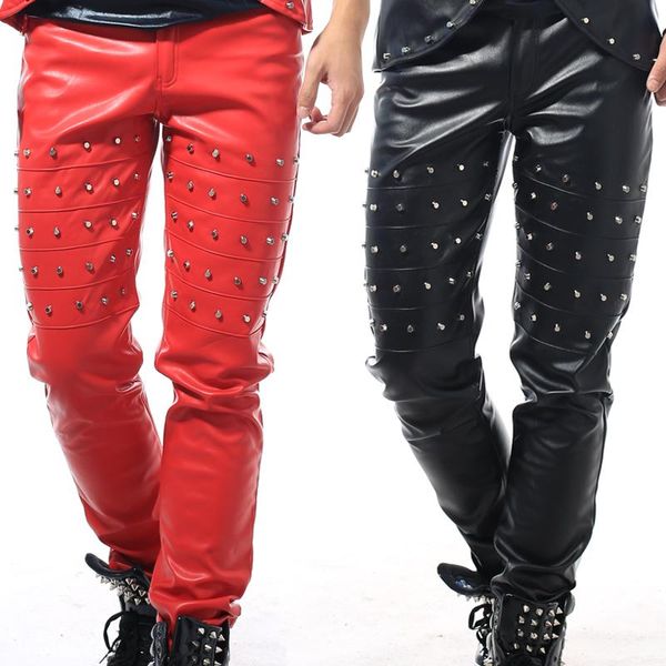 pants 2015 new fashion black red white male singer rivet leather trousers ds dj slim punk long pants stage show wear dance costumes
pants 2015 new fashion black red white male singer rivet leather trousers ds dj slim punk long pants stage show wear dance costumes