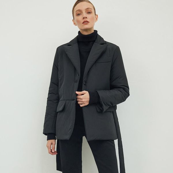 leather mkyn simple quilted short straight winter jacket with casual sashes women parkas tailored collar stylish outerwear, Black
leather mkyn simple quilted short straight winter jacket with casual sashes women parkas tailored collar stylish outerwear, Black