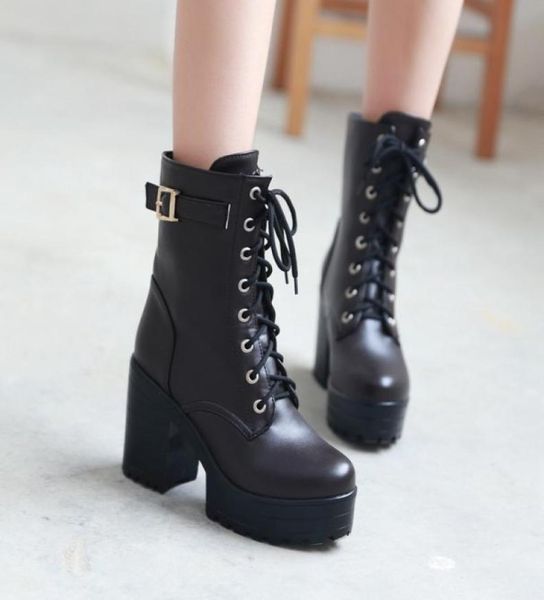 10cm chunky high heels platform martin boots fashion round toe laceup buckle ankle knight booties women winter shoes9303150, Black
10cm chunky high heels platform martin boots fashion round toe laceup buckle ankle knight booties women winter shoes9303150, Black