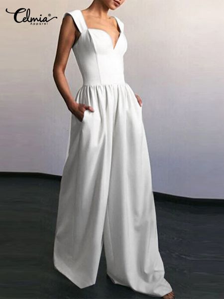 women's jumpsuits rompers celmia v neck waisted party overalls sleeveless fashion women pocket jumpsuits wide leg pant summer elegant l, Black;white
women's jumpsuits rompers celmia v neck waisted party overalls sleeveless fashion women pocket jumpsuits wide leg pant summer elegant l, Black;white