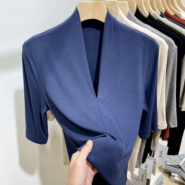 t-shirt fashion woman blouses 2022 new summer kitted short sleeve tshirts female clothing skinny vneck tees slim shirts women, White
t-shirt fashion woman blouses 2022 new summer kitted short sleeve tshirts female clothing skinny vneck tees slim shirts women, White