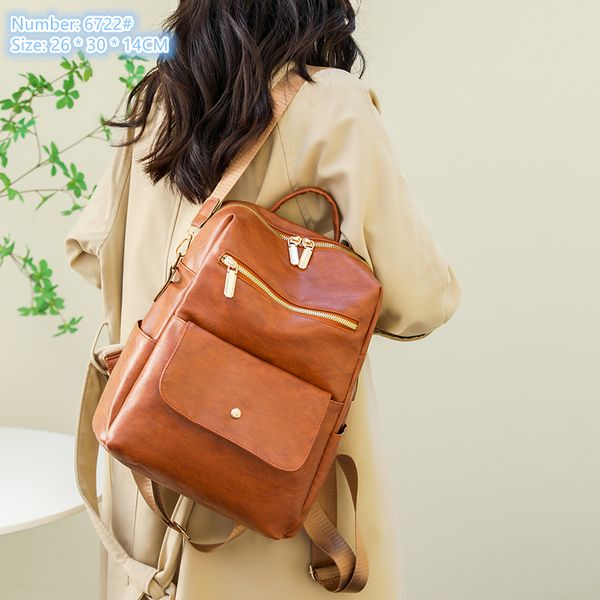 Outlet factory ladies shoulder bag 4 colors simple Joker solid color leather backpack lightweight wear-resistant large capacity fashion travel backpacks 6722, Beige
Outlet factory ladies shoulder bag 4 colors simple Joker solid color leather backpack lightweight wear-resistant large capacity fashion travel backpacks 6722, Beige