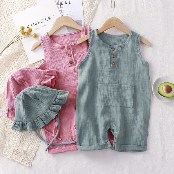 clothing sets 2pcs/set baby summer clothing solid born infant romper with hat muslin cotton sleeveless baby boys girls jumpsuit outfits 2304, White
clothing sets 2pcs/set baby summer clothing solid born infant romper with hat muslin cotton sleeveless baby boys girls jumpsuit outfits 2304, White
