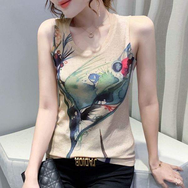 women's tanks camis 5324 summer slim vintage printed for women sleeveless femme basic party o neck 230422, White
women's tanks camis 5324 summer slim vintage printed for women sleeveless femme basic party o neck 230422, White