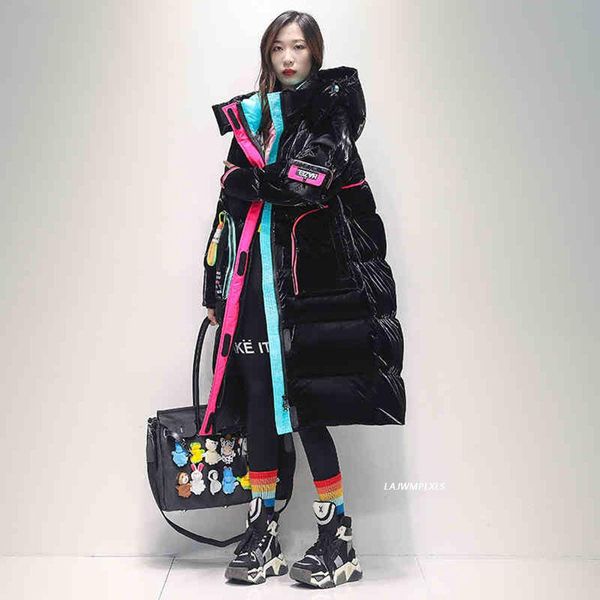 parkas 2022 winter glossy waterproof xlong 90% white duck down coat women thick loose outerwear warm down jacket hooded parka, Black
parkas 2022 winter glossy waterproof xlong 90% white duck down coat women thick loose outerwear warm down jacket hooded parka, Black