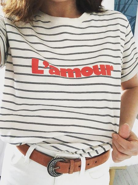 t-shirt l'amour print tee shirt woman summer short sleeves round neck striped loose tshirt femme elegant casual tshirts 2022, White
t-shirt l'amour print tee shirt woman summer short sleeves round neck striped loose tshirt femme elegant casual tshirts 2022, White