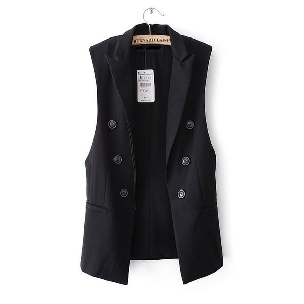 vests women's vest long sleeveless jacket loose fashion casual double breasted ladies coats parkas, Black;white
vests women's vest long sleeveless jacket loose fashion casual double breasted ladies coats parkas, Black;white
