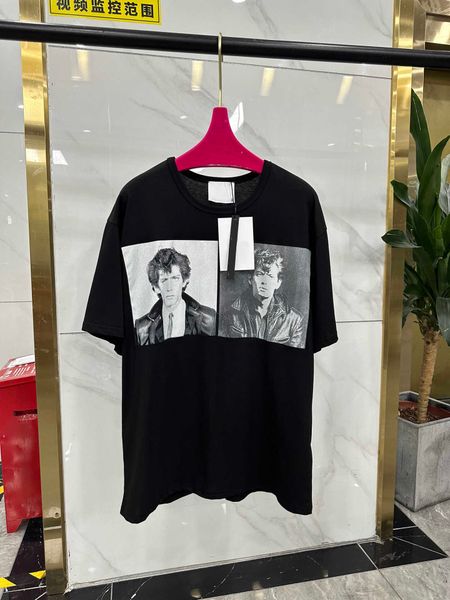 23ss tee womens t-shirt womens designer clothing round neck pure cotton front and back portrait printing short sleeve t shirt womens clothes, White
