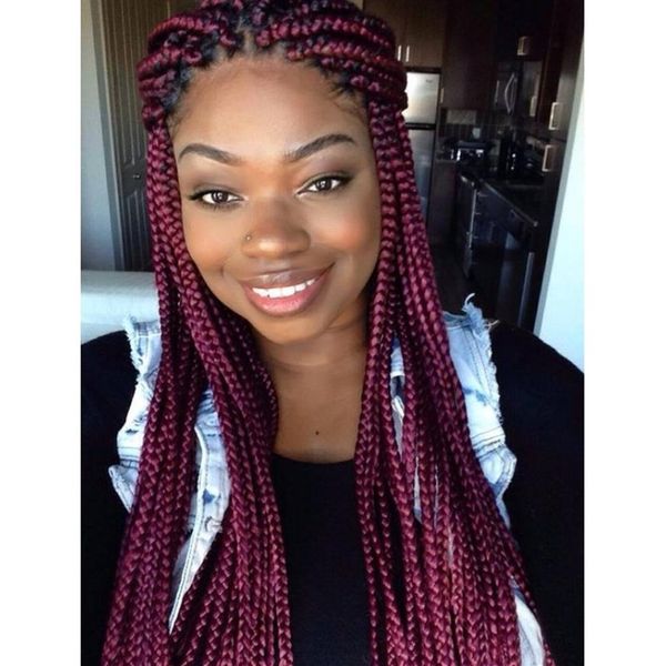 brazilian full lace front braided box braids wig burgundy red color synthetic braids wig 30inches long 250%density part292v, Black
brazilian full lace front braided box braids wig burgundy red color synthetic braids wig 30inches long 250%density part292v, Black