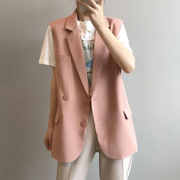 vests 2022 spring women's suit waistcoat midi korean fashion basic loose sleeveless jacket outerwear cardigan female clothing, Black;white
vests 2022 spring women's suit waistcoat midi korean fashion basic loose sleeveless jacket outerwear cardigan female clothing, Black;white