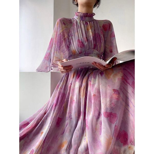 dresses vintage summer dress women 2022 elegant ruffle chiffon stand collar print maxi long dresses female 2022 party evening vestidos, Black;gray
dresses vintage summer dress women 2022 elegant ruffle chiffon stand collar print maxi long dresses female 2022 party evening vestidos, Black;gray
