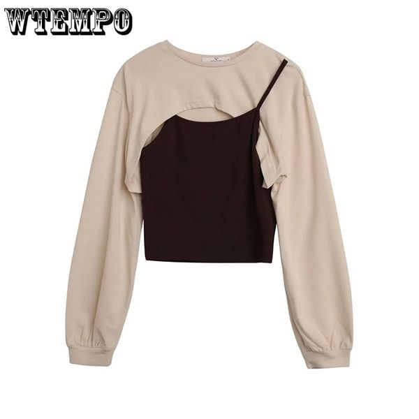 women s t shirt long sleeved t shirt fake two piece suspenders spring and autumn short design 230421, White
women s t shirt long sleeved t shirt fake two piece suspenders spring and autumn short design 230421, White