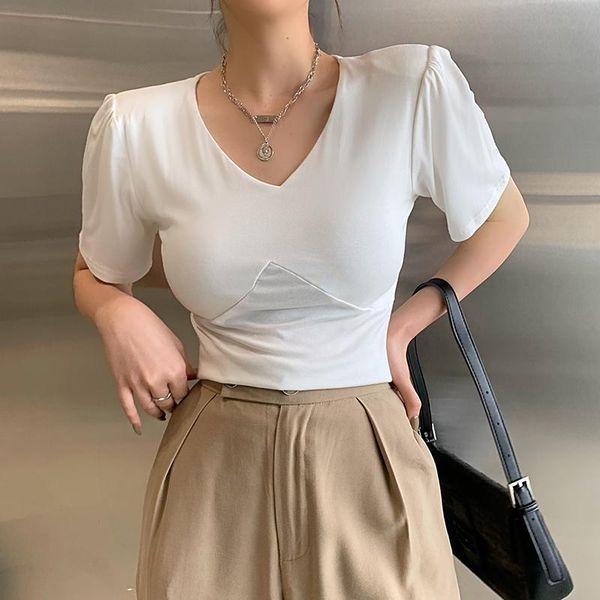 t-shirt white fashion shoulder pad vneck women female solid color summer short sleeve slim tshirt woman casual basic tee shirts
t-shirt white fashion shoulder pad vneck women female solid color summer short sleeve slim tshirt woman casual basic tee shirts