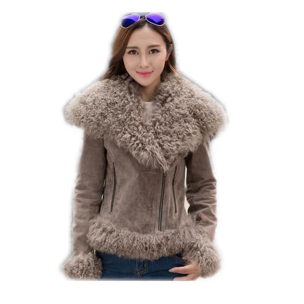 fur harppihop women real sheep fur coat winter warm fashion genuine merino sheepskin leather jacket natural real leather coat, Black 
fur harppihop women real sheep fur coat winter warm fashion genuine merino sheepskin leather jacket natural real leather coat, Black
