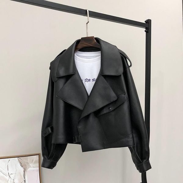jackets fmfssom 2022 spring women short faux leather jacket single button black moto biker windproof coat warm turn down collar outwear, Black;brown
jackets fmfssom 2022 spring women short faux leather jacket single button black moto biker windproof coat warm turn down collar outwear, Black;brown
