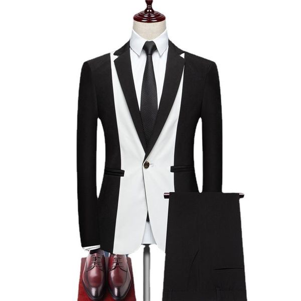 blazers fashion men business suit 2 piece black / white wedding party dress homme patchwork blazer jacket and solid color pants, White;black
blazers fashion men business suit 2 piece black / white wedding party dress homme patchwork blazer jacket and solid color pants, White;black