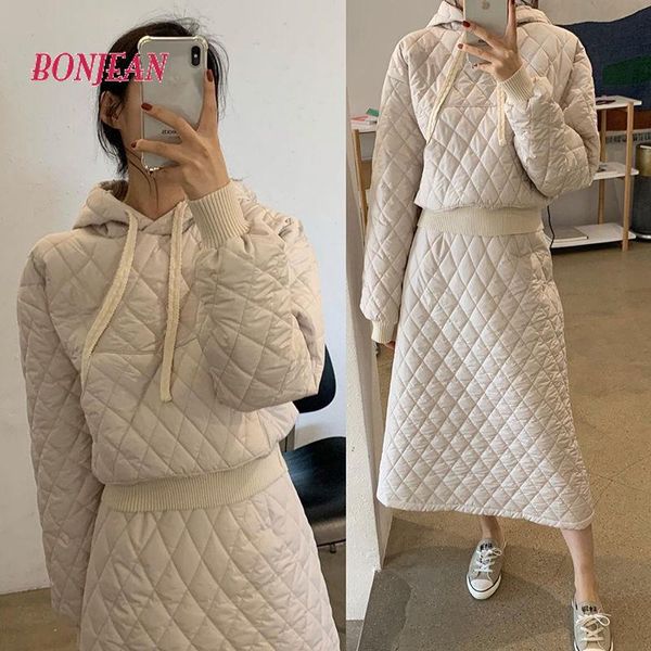 leather 2022 winter fashion rhombus hooded good quality dress suit high waist aline skirt thickened warm cotton twopiece suit, Black
leather 2022 winter fashion rhombus hooded good quality dress suit high waist aline skirt thickened warm cotton twopiece suit, Black