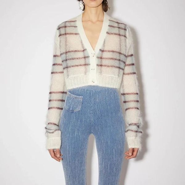 sweaters women plaid vneck mohair knitted sweater 2021 autumn winter long sleeve singlebreasted knitwear female thin cardigan top, White;black
sweaters women plaid vneck mohair knitted sweater 2021 autumn winter long sleeve singlebreasted knitwear female thin cardigan top, White;black
