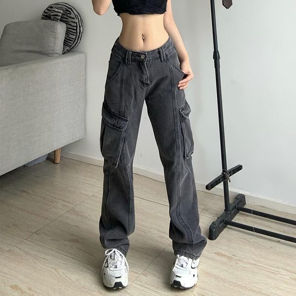jeans vintage grey women's jeans pockets wide leg cargo pants low rise denim trousers y2k korean fashion baggy retro casual streetwear, Blue
jeans vintage grey women's jeans pockets wide leg cargo pants low rise denim trousers y2k korean fashion baggy retro casual streetwear, Blue