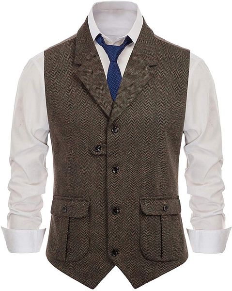 blazers men's casual suit vest notch lapel with two pockets herringbone waistcoat for wedding groomsmen, White;black
blazers men's casual suit vest notch lapel with two pockets herringbone waistcoat for wedding groomsmen, White;black