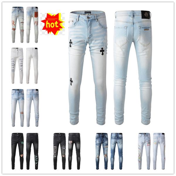 rock biker 2023 ripped letter amirs jean mens skinny slim jeans hole distressed motorcycle brand hip hop denim pants, Blue
rock biker 2023 ripped letter amirs jean mens skinny slim jeans hole distressed motorcycle brand hip hop denim pants, Blue