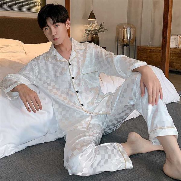 men's sleepwear pajamas spring autumn ice silk long sleeved pants cardigan home fur summer thin korean plus size set 11, Black;brown
men's sleepwear pajamas spring autumn ice silk long sleeved pants cardigan home fur summer thin korean plus size set 11, Black;brown