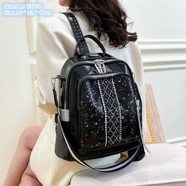 Factory wholesale ladies shoulder bag street sequins trend handbag Joker black diamond-encrusted backpack sweet zipper decorative fashion backpacks, Black-2301#
Factory wholesale ladies shoulder bag street sequins trend handbag Joker black diamond-encrusted backpack sweet zipper decorative fashion backpacks, Black-2301#