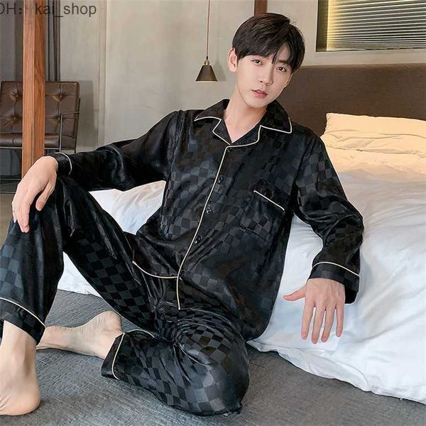men's sleepwear pajamas spring autumn ice silk long sleeved pants cardigan home fur summer thin korean plus size set 21, Black;brown
men's sleepwear pajamas spring autumn ice silk long sleeved pants cardigan home fur summer thin korean plus size set 21, Black;brown