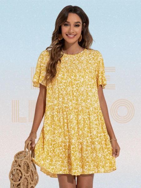 dresses ditsy floral print oneck butterfly sleeve ruffle hem loose dress women summer bohemian kneelength smock dresses robe femme, Black;gray
dresses ditsy floral print oneck butterfly sleeve ruffle hem loose dress women summer bohemian kneelength smock dresses robe femme, Black;gray