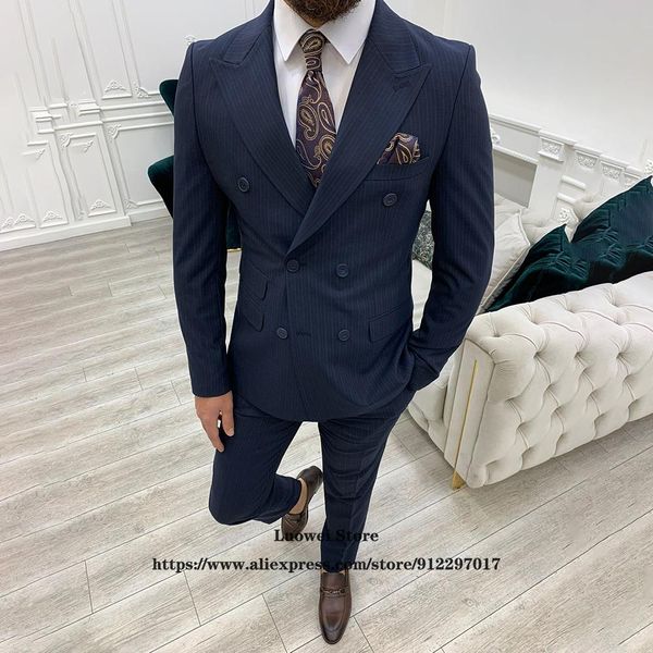 blazers navy blue stripe slim fit men suits for groom wedding peaked lapel tuxedo 2 piece jacket pants set formal business costume homme, White;black
blazers navy blue stripe slim fit men suits for groom wedding peaked lapel tuxedo 2 piece jacket pants set formal business costume homme, White;black