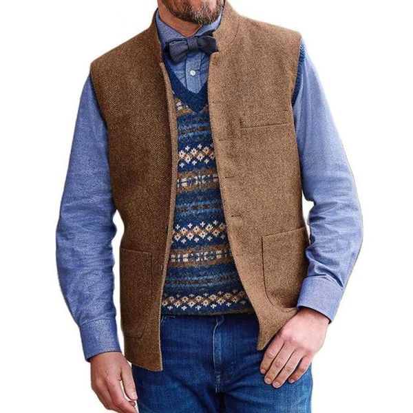 blazers men's suit vest brown stand collar wedding herringbone wool tweed male gentleman business waistcoat for groom costumes 2022, White;black
blazers men's suit vest brown stand collar wedding herringbone wool tweed male gentleman business waistcoat for groom costumes 2022, White;black