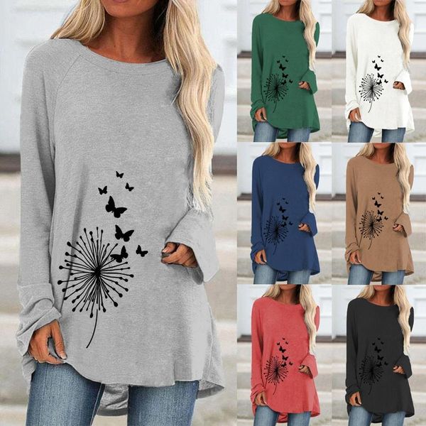 t-shirt women's fashion dandelion print plus size round neck long sleeved pullover loose tshirt casual, White
t-shirt women's fashion dandelion print plus size round neck long sleeved pullover loose tshirt casual, White