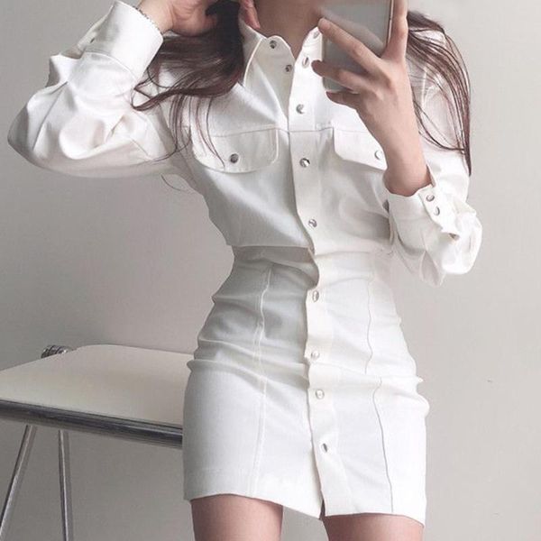 dress chic long sleeve slim waist shirt dress for women spring summer single breasted mini dress lady streetwear solid color vestidos, White
dress chic long sleeve slim waist shirt dress for women spring summer single breasted mini dress lady streetwear solid color vestidos, White