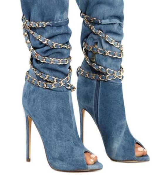 fashion boots stiletto heel chain blue denim boots jeans peep toes high heels winter boots women shoes half botas party shoes1827405, Black
fashion boots stiletto heel chain blue denim boots jeans peep toes high heels winter boots women shoes half botas party shoes1827405, Black