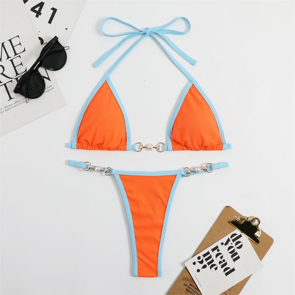 women's swimwear metal chain bikini set women swimwear push up halter tie-up bratriangle thong two-piece bathing suit brazilian biquini, White;black
women's swimwear metal chain bikini set women swimwear push up halter tie-up bratriangle thong two-piece bathing suit brazilian biquini, White;black