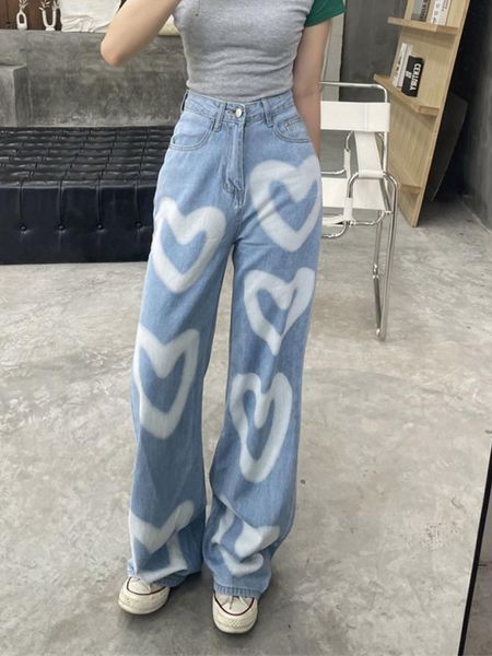 jeans vintage heart printed jeans women high waist denim trousers mom baggy pants fashion loose straight leg aesthetic y2k streetwear, Blue
jeans vintage heart printed jeans women high waist denim trousers mom baggy pants fashion loose straight leg aesthetic y2k streetwear, Blue