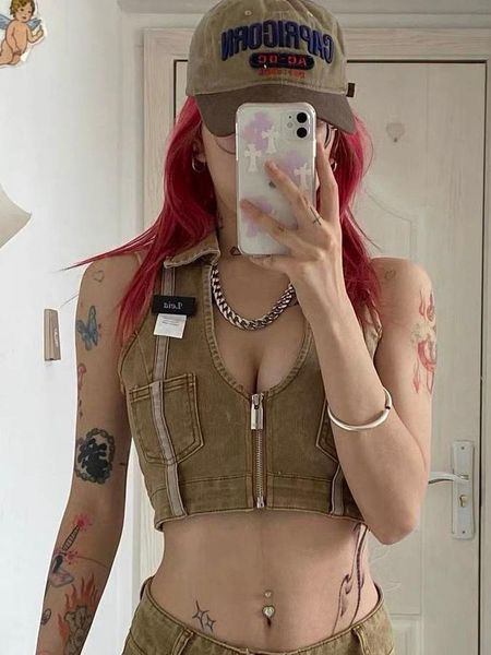 tanks y2k girl fashion cool tank tshirts japanese lady slim tight patchwork t shirt 2022 girls jeans korean with zipper, Black;white
tanks y2k girl fashion cool tank tshirts japanese lady slim tight patchwork t shirt 2022 girls jeans korean with zipper, Black;white