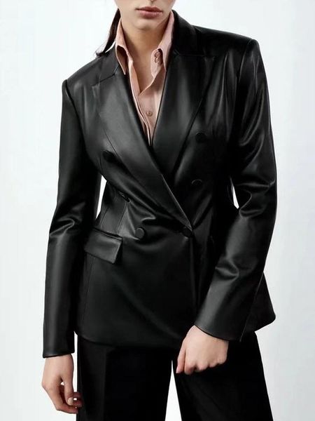pants 2022 winter new women's fashion atmosphere wild lapel texture imitation leather doublebreasted casual suit jacket, White
pants 2022 winter new women's fashion atmosphere wild lapel texture imitation leather doublebreasted casual suit jacket, White