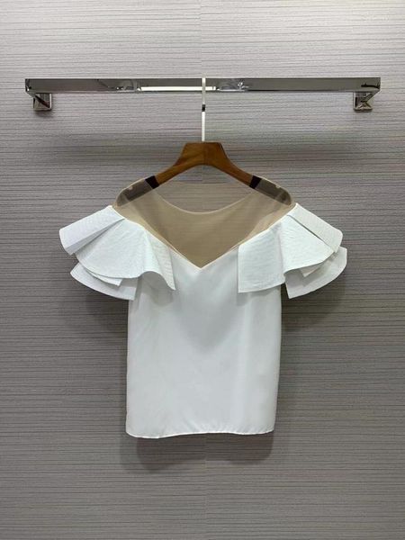 women's blouses 2023 women fashion short sleeves casual mesh see-through stitching three-dimensional ruffle shirt 0222, White
women's blouses 2023 women fashion short sleeves casual mesh see-through stitching three-dimensional ruffle shirt 0222, White