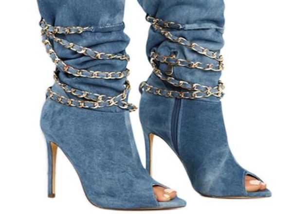 fashion boots stiletto heel chain blue denim boots jeans peep toes high heels winter boots women shoes half botas party shoes1264648, Black
fashion boots stiletto heel chain blue denim boots jeans peep toes high heels winter boots women shoes half botas party shoes1264648, Black