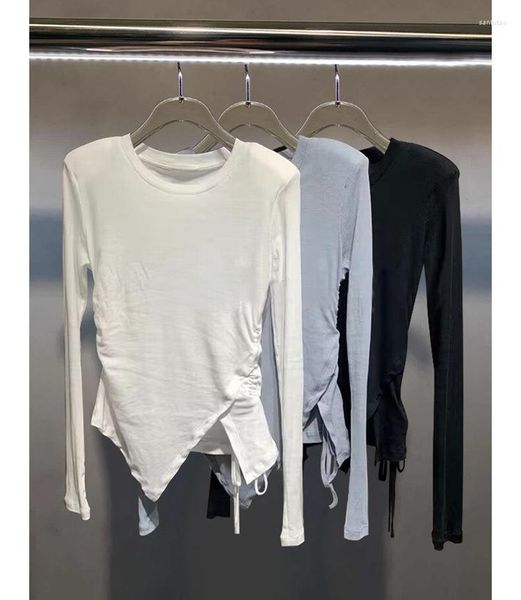 women's blouses 2023 spring women's versatile irregular round-neck t-shirt long-sleeved slim bottom shirt, White
women's blouses 2023 spring women's versatile irregular round-neck t-shirt long-sleeved slim bottom shirt, White
