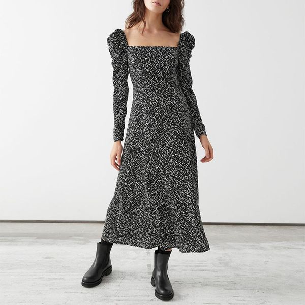 dresses spring autumn women dresses 2021 square neck polka dot vintage elegant dress long sleeve midi dress with side slit woman clothes, Black;gray
dresses spring autumn women dresses 2021 square neck polka dot vintage elegant dress long sleeve midi dress with side slit woman clothes, Black;gray