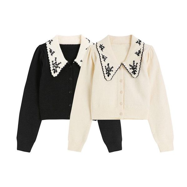 sweaters women's knitted cardigan sweater lapel loose casual korean female sweet embroidery puff sleeve vintage trendy sueters mujer to, White;black
sweaters women's knitted cardigan sweater lapel loose casual korean female sweet embroidery puff sleeve vintage trendy sueters mujer to, White;black