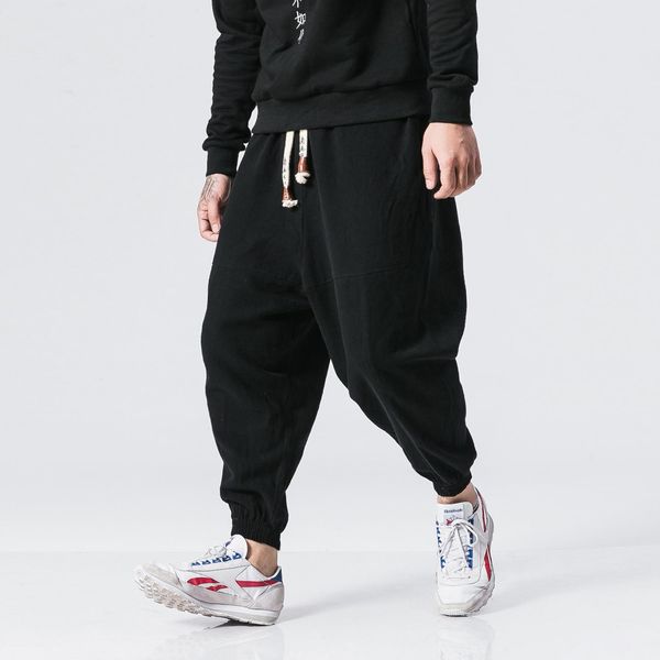 pants men's casual cotton linen drawstring trousers solid male harem pants oversize men women jogger pants, Black
pants men's casual cotton linen drawstring trousers solid male harem pants oversize men women jogger pants, Black