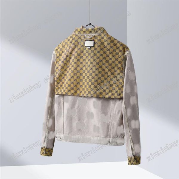 xinxinbuy men designer coat jacket denim jacquard letters panelled long sleeve women apricot black khaki s-2xl1799, Black;brown
xinxinbuy men designer coat jacket denim jacquard letters panelled long sleeve women apricot black khaki s-2xl1799, Black;brown
