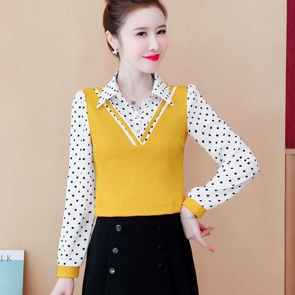 polos m5xl fake twopiece polo collar shirt spring autumn fashion polka dot printing women's bottoming blouse longsleeved tshirt, White;black
polos m5xl fake twopiece polo collar shirt spring autumn fashion polka dot printing women's bottoming blouse longsleeved tshirt, White;black