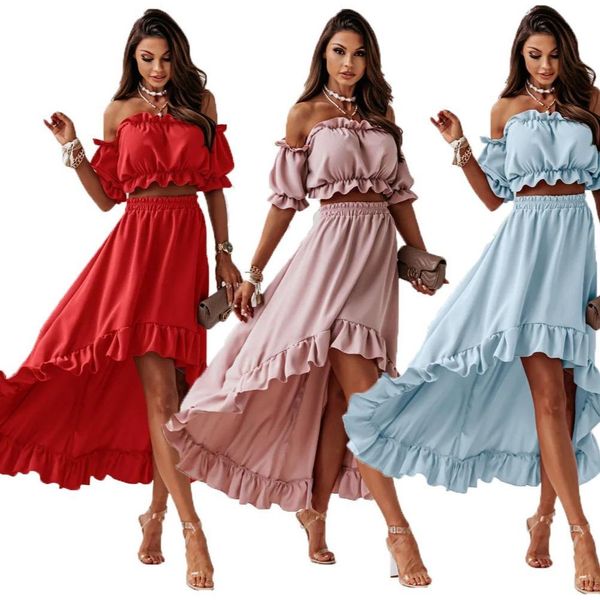 dress summer elegant ruffled backless dress sets women fashion puff sleeve strapless elastic two pieces ladies maxi dresses robe, White
dress summer elegant ruffled backless dress sets women fashion puff sleeve strapless elastic two pieces ladies maxi dresses robe, White