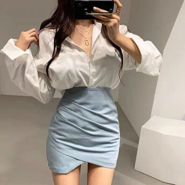 dress skirt design female irregular a bag hip skirt high waist joker solid color shirt twopiece autumn new style, White
dress skirt design female irregular a bag hip skirt high waist joker solid color shirt twopiece autumn new style, White