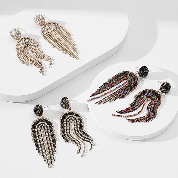 luxury long inlaid zircon chain tassel earrings for women shinning handmade beaded vintage personality jewelry ear accessories, Silver
luxury long inlaid zircon chain tassel earrings for women shinning handmade beaded vintage personality jewelry ear accessories, Silver